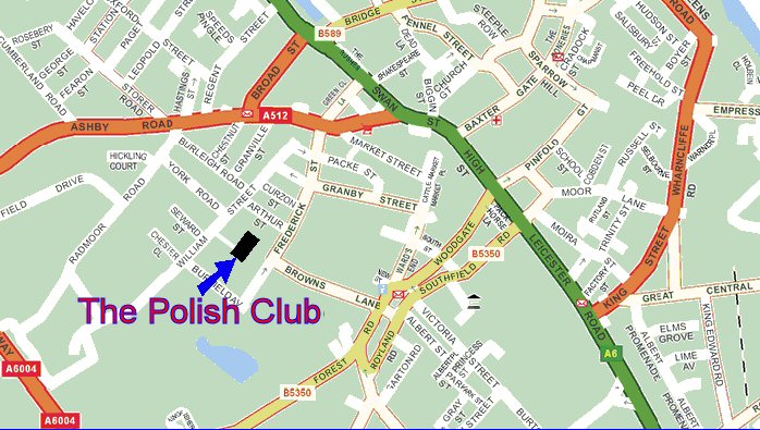 The Polish Club is off the central part of William Street,
opposite Seward Street.  It can be reached on foot from
True Lovers Walk between Browns Lane and York Road.